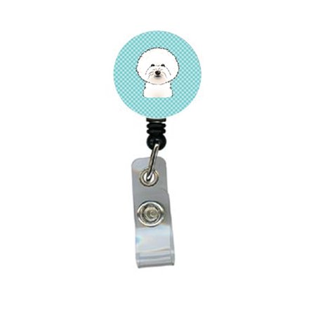 CAROLINES TREASURES Checkerboard Blue Bichon Frise Retractable Badge Reel BB1155BR